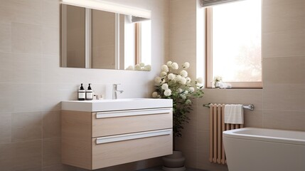 Fototapeta na wymiar Contemporary bathroom interior with natural light