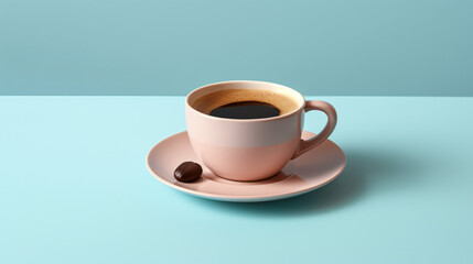 Cup of Fresh Coffee on pastel background