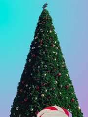 Christmas tree with isolated background, Christmas market, Christmas balls, Santa Claus house, christmas gift box.