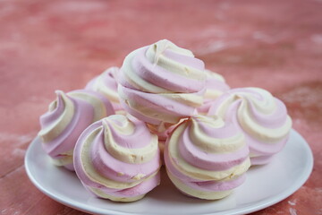 Sweet marshmallows. Delicious zephyr with vanilla