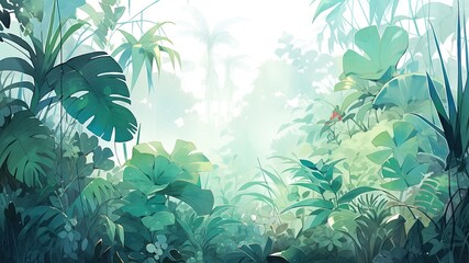 Obraz premium 熱帯雨林の背景_2 Generative AI