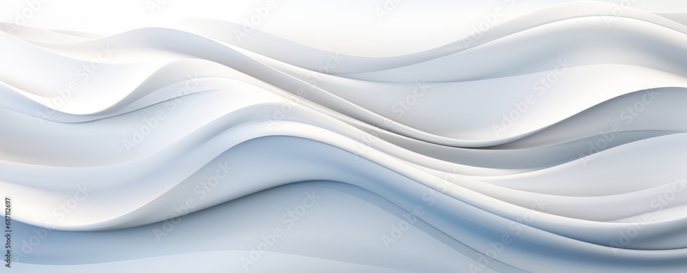 Poster elegant white abstract design with soft curved lines and wavy patterns creating a serene, flowing, a