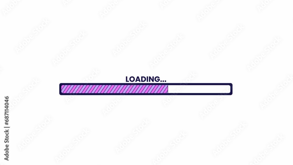 Poster 80s retro stripes loading bar line 2d object animation. 90s style web loader flat color cartoon 4k v