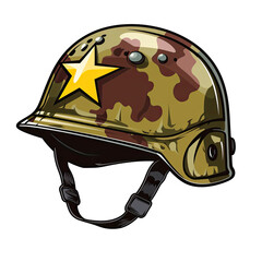 military helmet with gold star