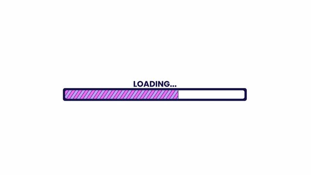 80s retro stripes loading bar line 2D object animation. 90s style web loader flat color cartoon 4K video, alpha channel. Groovy y2k vintage striped progress bar animated item on white background
