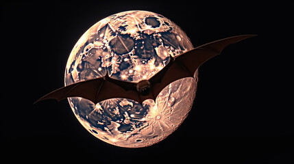 Bat in night sky shot against the Moon