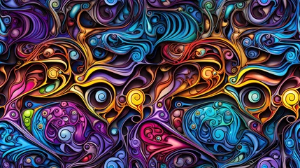 Deurstickers Vivid seamless psychedelic background © Kondor83