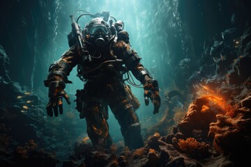 photo of a diver under the sea