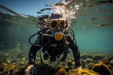 photo of a diver under the sea