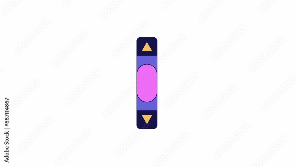 Poster vertical scroll bar y2k line 2d object animation. retro 80s slider control flat color cartoon 4k vid
