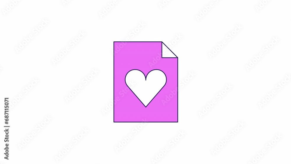 Poster heart file desktop shortcut jumping line 2d object animation. health record digital. heart document 