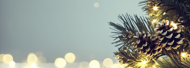 Christmas tree with lights and snow on green. A festive illustration featuring a decorated tree with glowing lights and a snowy backdrop. Perfect for holiday greeting cards, new year 