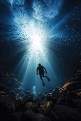 Fototapeta premium photo of a diver under the sea