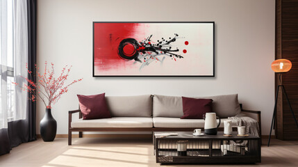 Abstract vintage Japanese calligraphy stroke pain