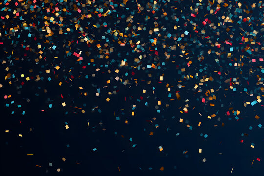 Bunte Konfetti mit dunklem Hintergrund, rot, blau, gold, silber, glitter, Konfettiregen