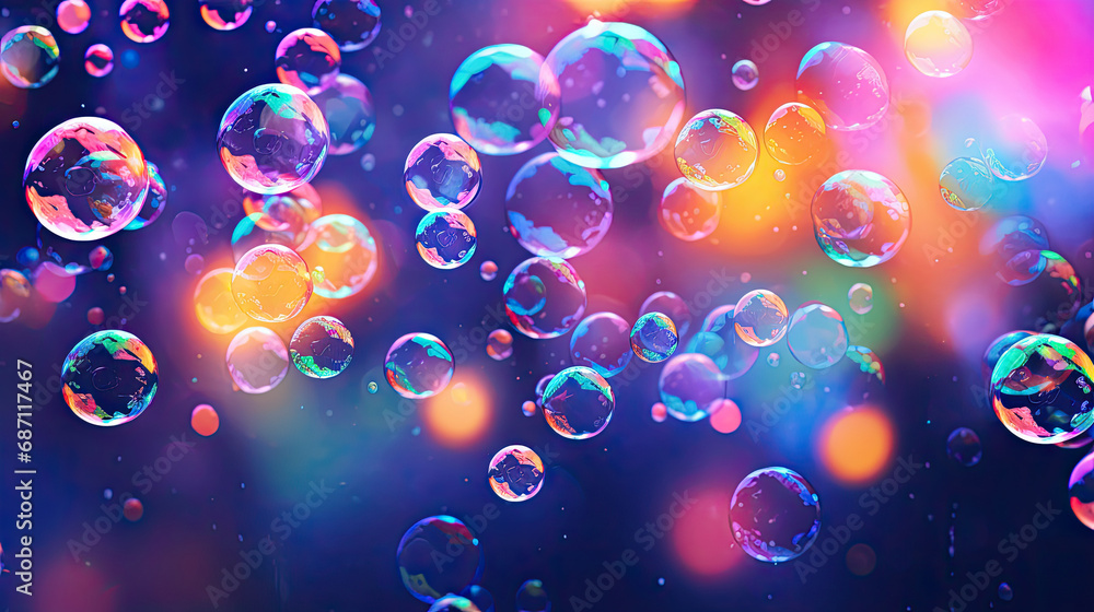 Poster a bunch of floating bubbles captured up close. perfect for adding a dreamy and playful touch to desi