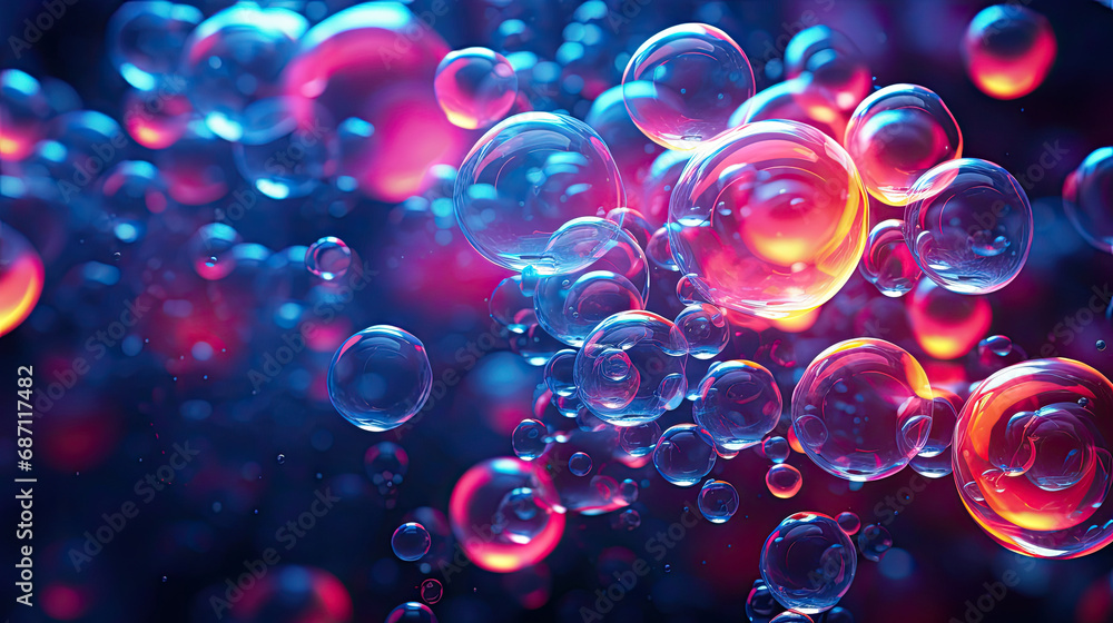 Poster a bunch of floating bubbles captured up close. perfect for adding a dreamy and playful touch to desi