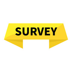 Survey In Yellow Rectangle Ribbon Shape For Collect Data Information Marketing

