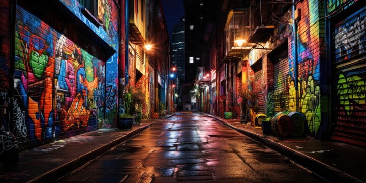 View of walls covered in graffiti