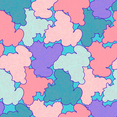 Obraz premium Seamless ornament pattern with hand drawn cute wave ornaments and wave shapes