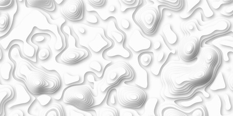 Abstract wavy line 3d paper cut white background. Topographic canyon geometric map Abstract lines background paper texture Imitation of a geographical map shades 