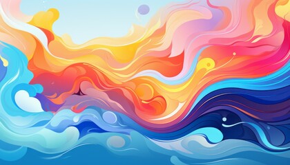Modern abstract colorful wave waving background with line light
