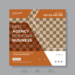 Digital marketing agency and corporate social media post or square web banner template
