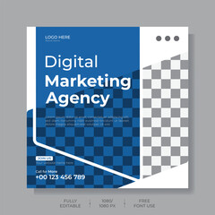 Digital marketing agency and corporate social media post or square web banner template