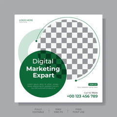 Digital marketing agency and corporate social media post or square web banner template