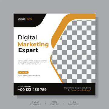 Digital marketing agency and corporate social media post or square web banner template