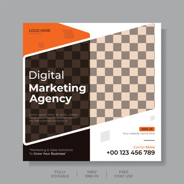 Digital marketing agency and corporate social media post or square web banner template