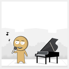 Boy with microphone near piano