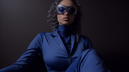 Fototapeta premium a black model in blue scandinavian costume 