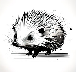 Children's illustration of a cheerful little hedgehog, vector illustration for design,