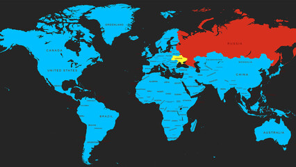 Countries map of Ukraine and Russia 