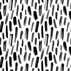 Monochrome Brush Strokes, Abstract White Black Background with Watercolor Ink Texture, Bold Seamless Pattern, and Abstract Geometric Decor,  Textile Design, Print, Scrapbooking, Home, Wallpaper