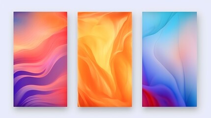 Set of colorful abstract banners. Fluid shapes composition. Vector illustration.