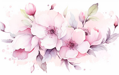Fototapeta na wymiar flores abstrato aquarela rosa
