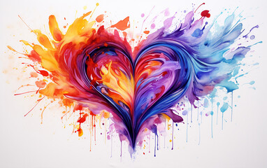 coração abstrato aquarela colorido 