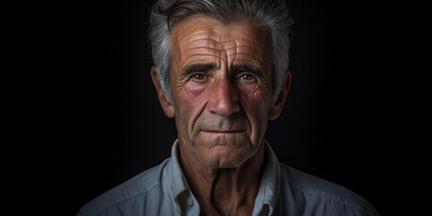 Obraz premium man aging gracefully, transitioning from youth to elderly, warm home background
