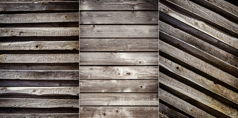 Collection of images with old wood plank textures for background