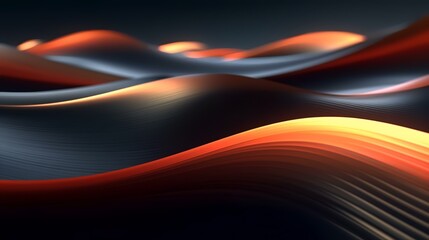 3d rendering of abstract wavy lines in black and orange colors