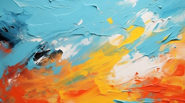 Abstract oil painting on canvas. Close-up. Colorful abstract background