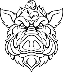 Boar Wild Hog Razorback Warthog Mascot Pig Cartoon