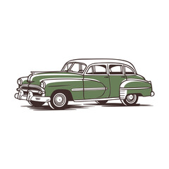 Vector Illustration of a Classic car with lines drawing for logo,icon, black and white	