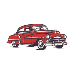 Vector Illustration of a Classic car with lines drawing for logo,icon, black and white	