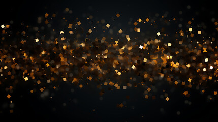 Golden confetti rain Luxury gold confetti rain on blurry dark background for christmas and new year celebrationon dark background