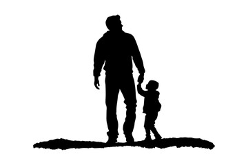  Father and son. Vector silhouette isolated on white background illustration for fathers day