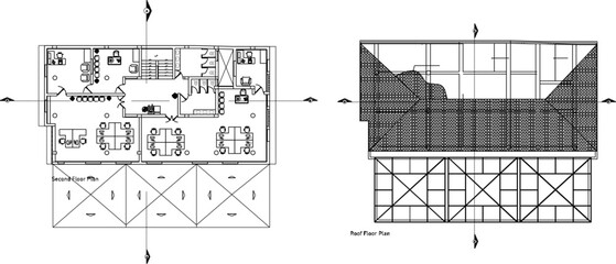 Vector sketch illustration of the architectural design of a simple three-story house building plan