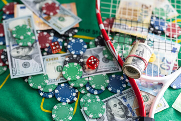 Gambling American Money and Money Chips